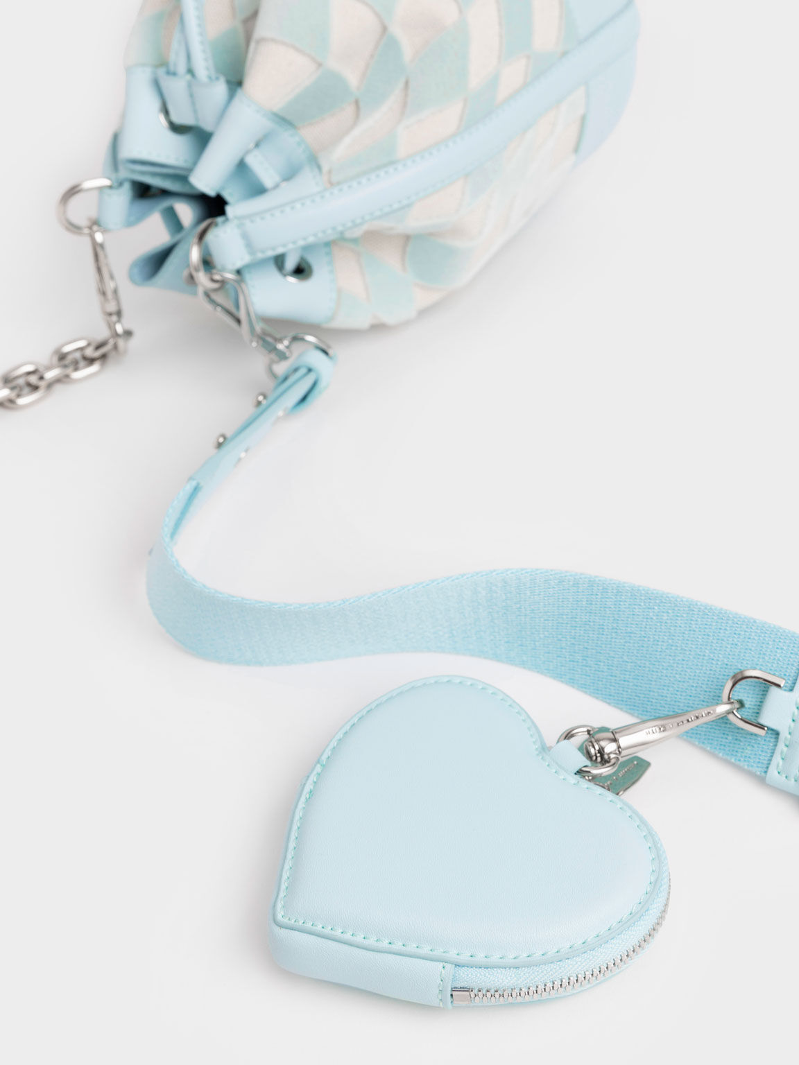 Zetta Checkered Bucket Bag, Light Blue, hi-res