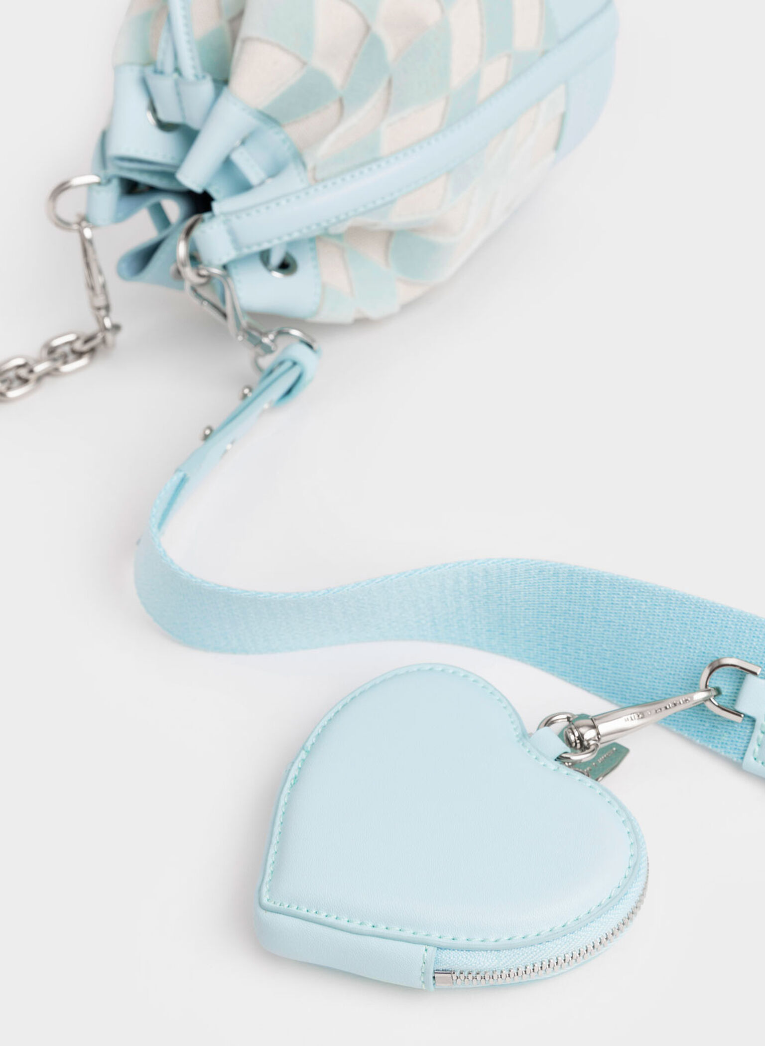 Zetta Checkered Bucket Bag, Light Blue, hi-res