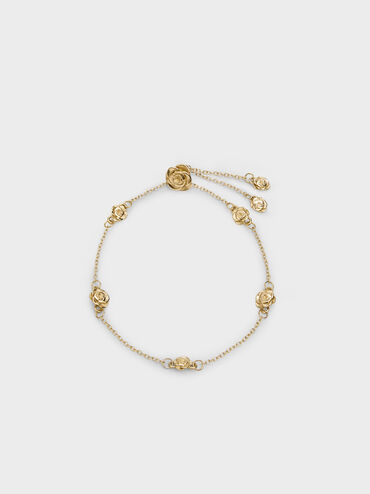 Rosalind Flower-Motif Bracelet, Brush Gold, hi-res
