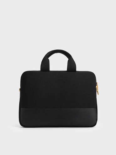 Textured Laptop Bag, Black, hi-res