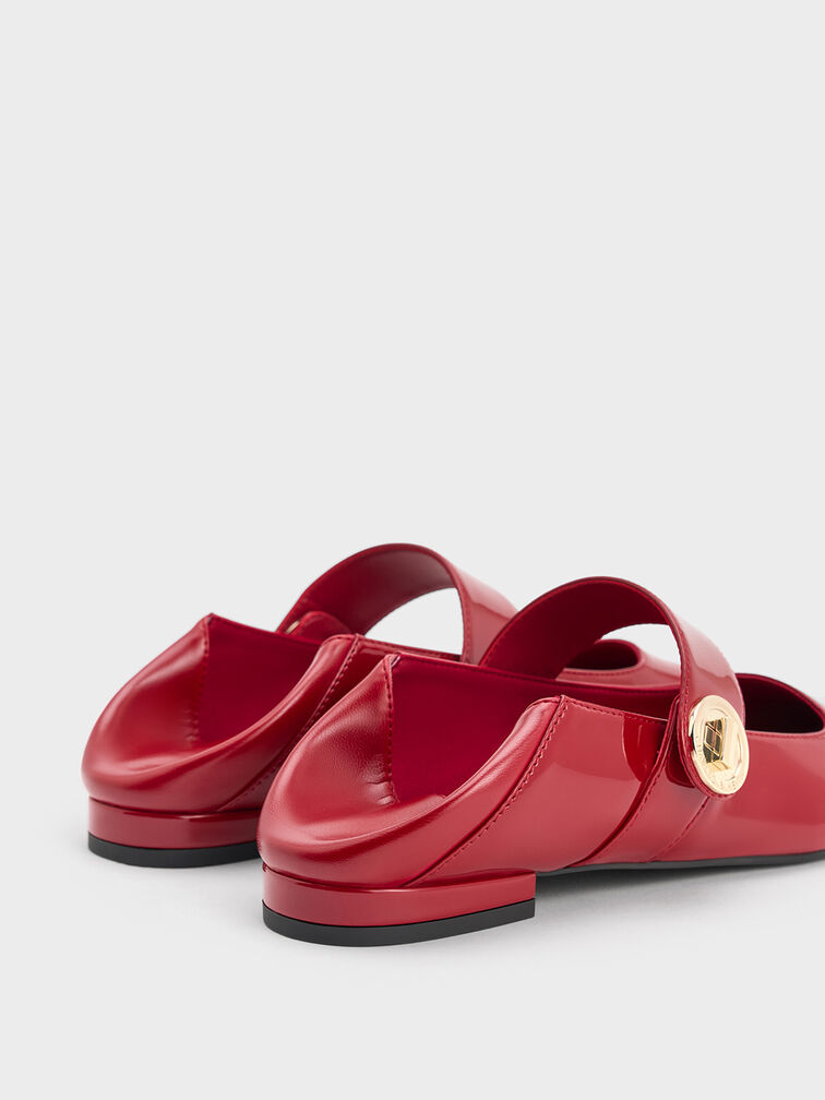 Zapatos planos Yara de charol Mary Jane, Rojo, hi-res