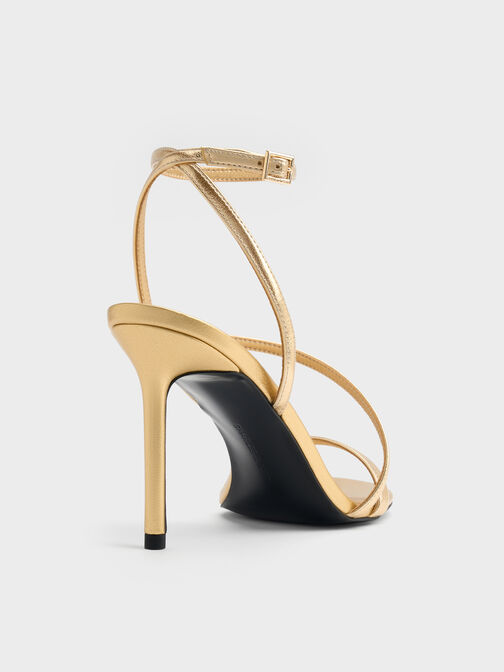 Andricia Metallic Strappy Stiletto Sandals, Gold, hi-res