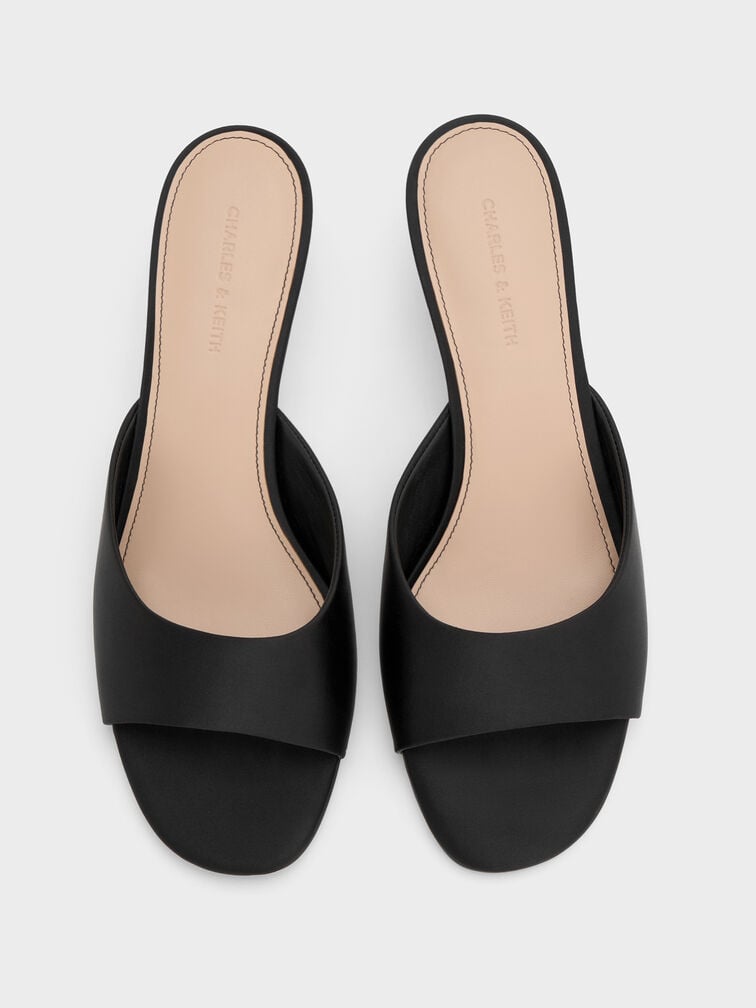 緞面造型跟拖鞋, 黑色特別款, hi-res