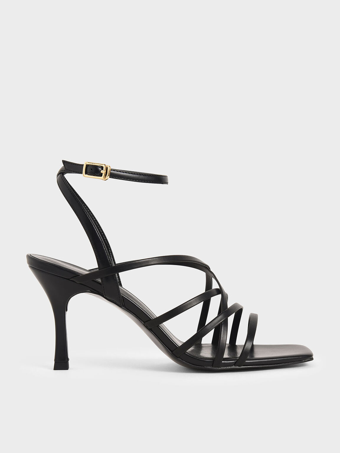 Black strappy heeled sandals Albuquerque Mall