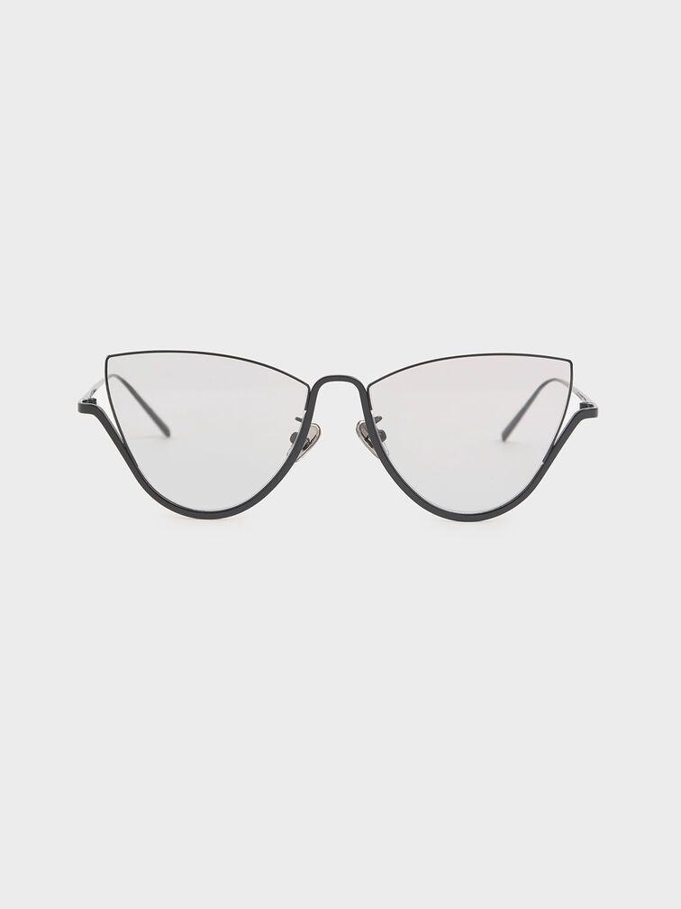 Half Frame Cat-Eye Sunglasses, Grey, hi-res