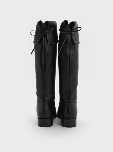 Botas altas hasta el muslo con lazo en la espalda, Negro, hi-res