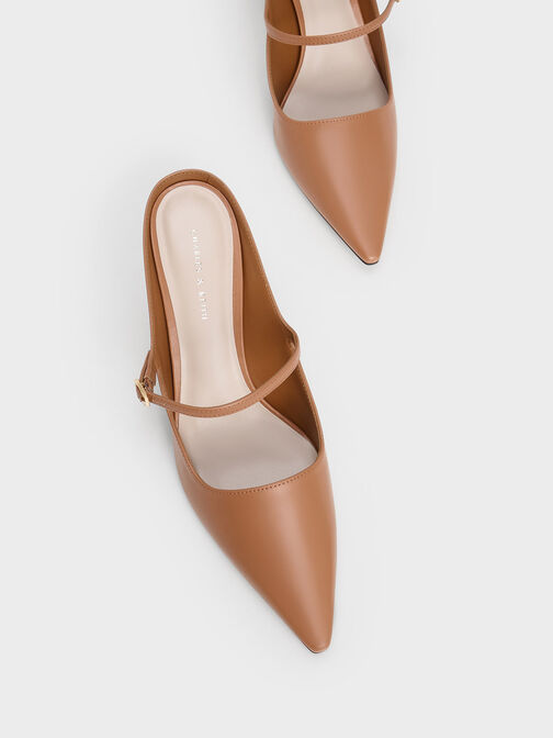 Mary Jane Heeled Mules, Caramel, hi-res