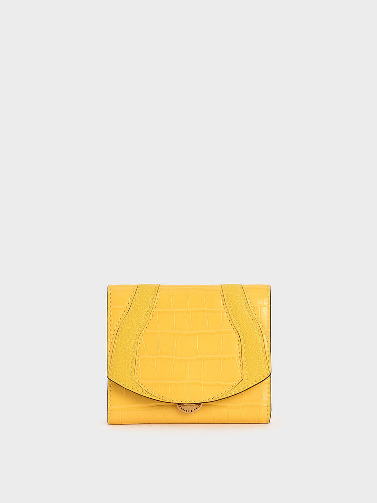 Push-Lock Mini Wallet, Yellow, hi-res