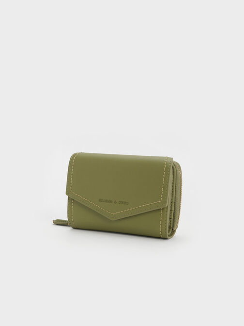 Stitch Trim Envelope Wallet, Olive, hi-res