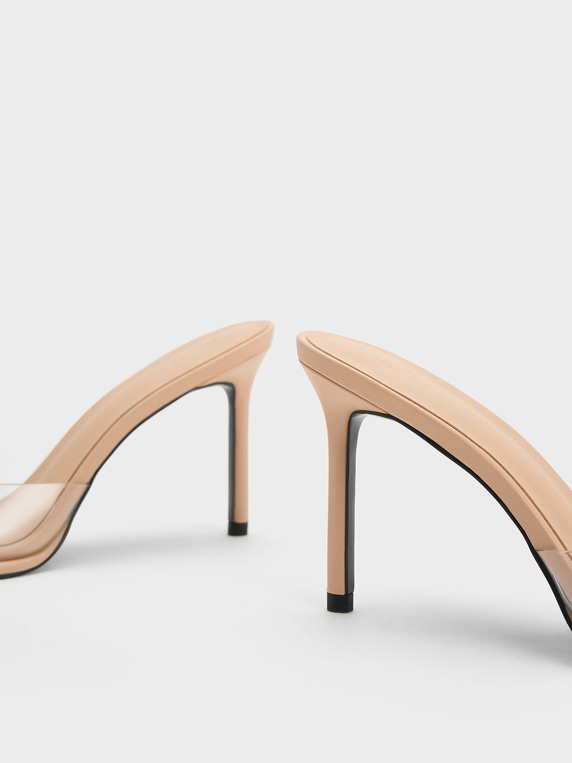 See-Through Cylindrical Heel Mules, Nude, hi-res
