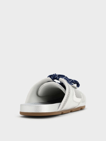 Zapatillas sin cordones con estampado de malla metálica, Plateado, hi-res