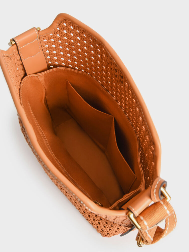 Cecily Woven Large Shoulder Bag, Pumpkin, hi-res