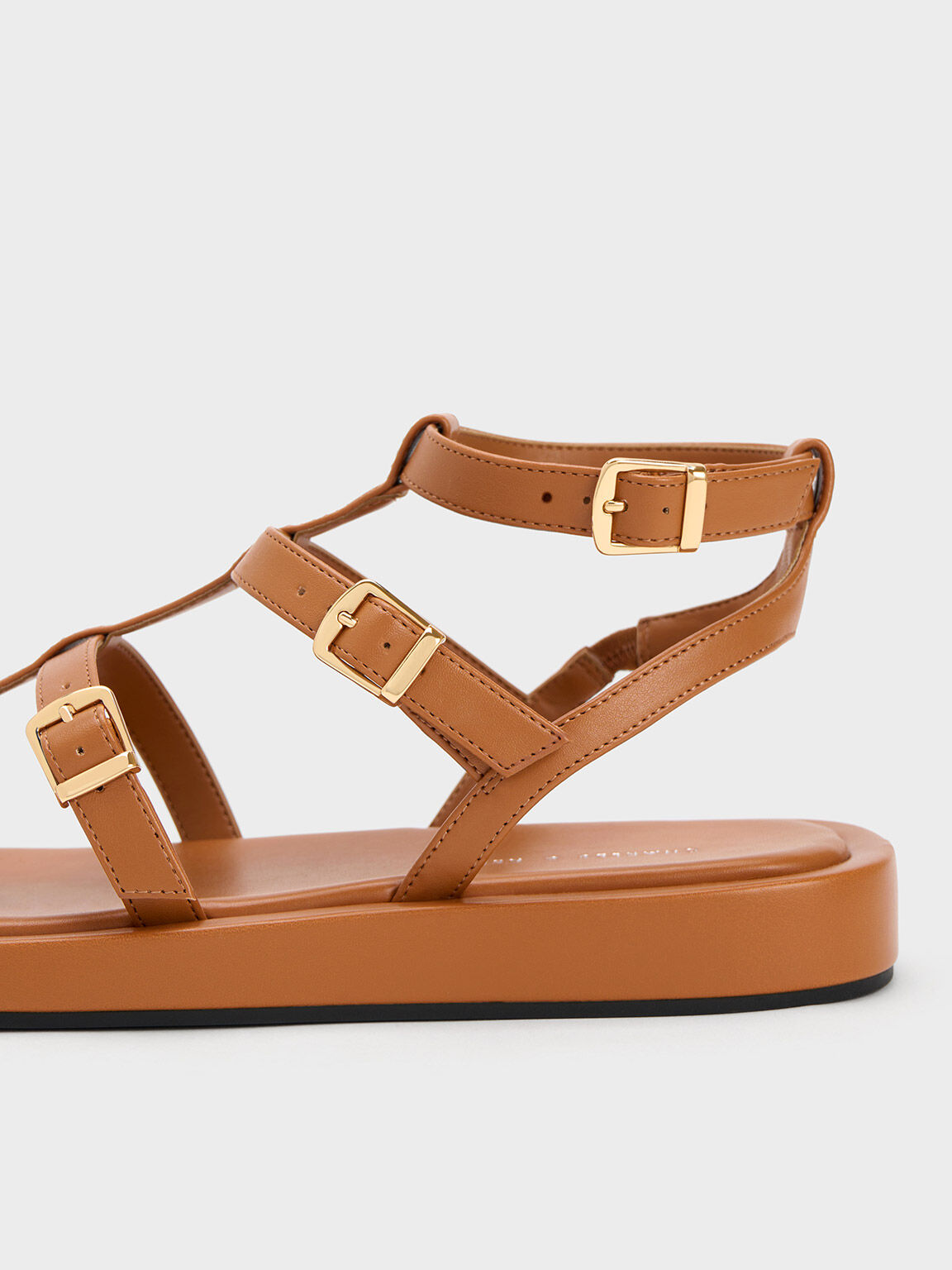 Buckled Gladiator Sandals, Cognac, hi-res