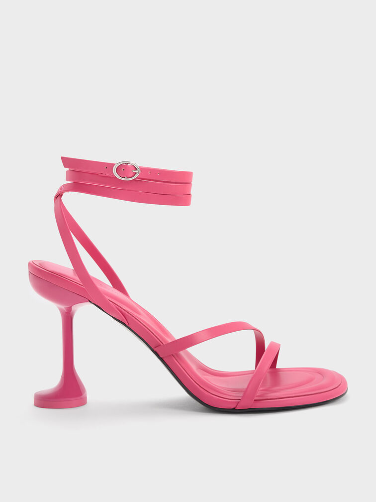 Celestine Sculptural Heel Strappy Sandals, Berry, hi-res