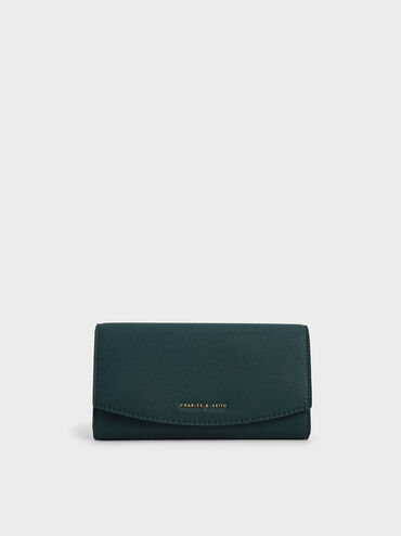 Curved Front Flap Wallet, Green, hi-res