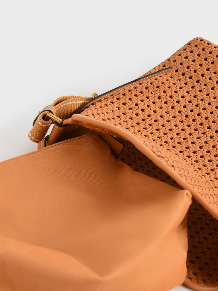 Cecily Woven Large Shoulder Bag, Pumpkin, hi-res