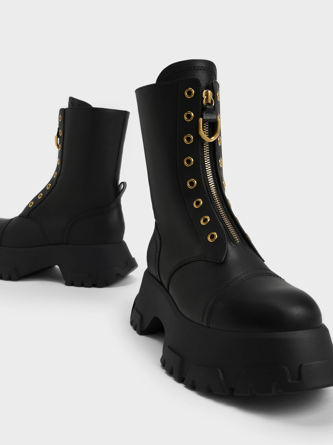 Mardela Front Zip Ankle Boots, Black, hi-res