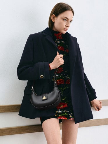 Trice Belted Metallic-Accent Shoulder Bag, Black, hi-res