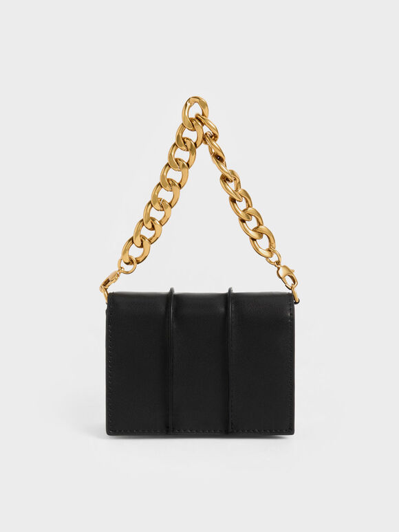 Arlys Chunky Chain Handle Mini Wallet, Black, hi-res