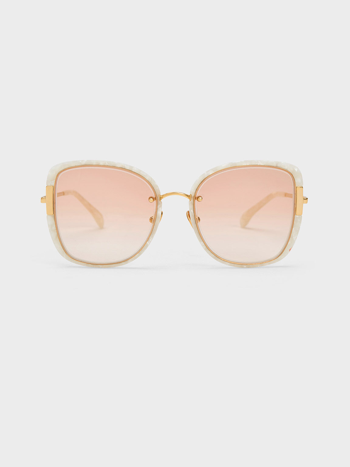 Acetate Butterfly Sunglasses, Cream, hi-res