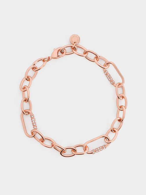 Reagan Crystal Chain-Link Bracelet, Rose Gold, hi-res