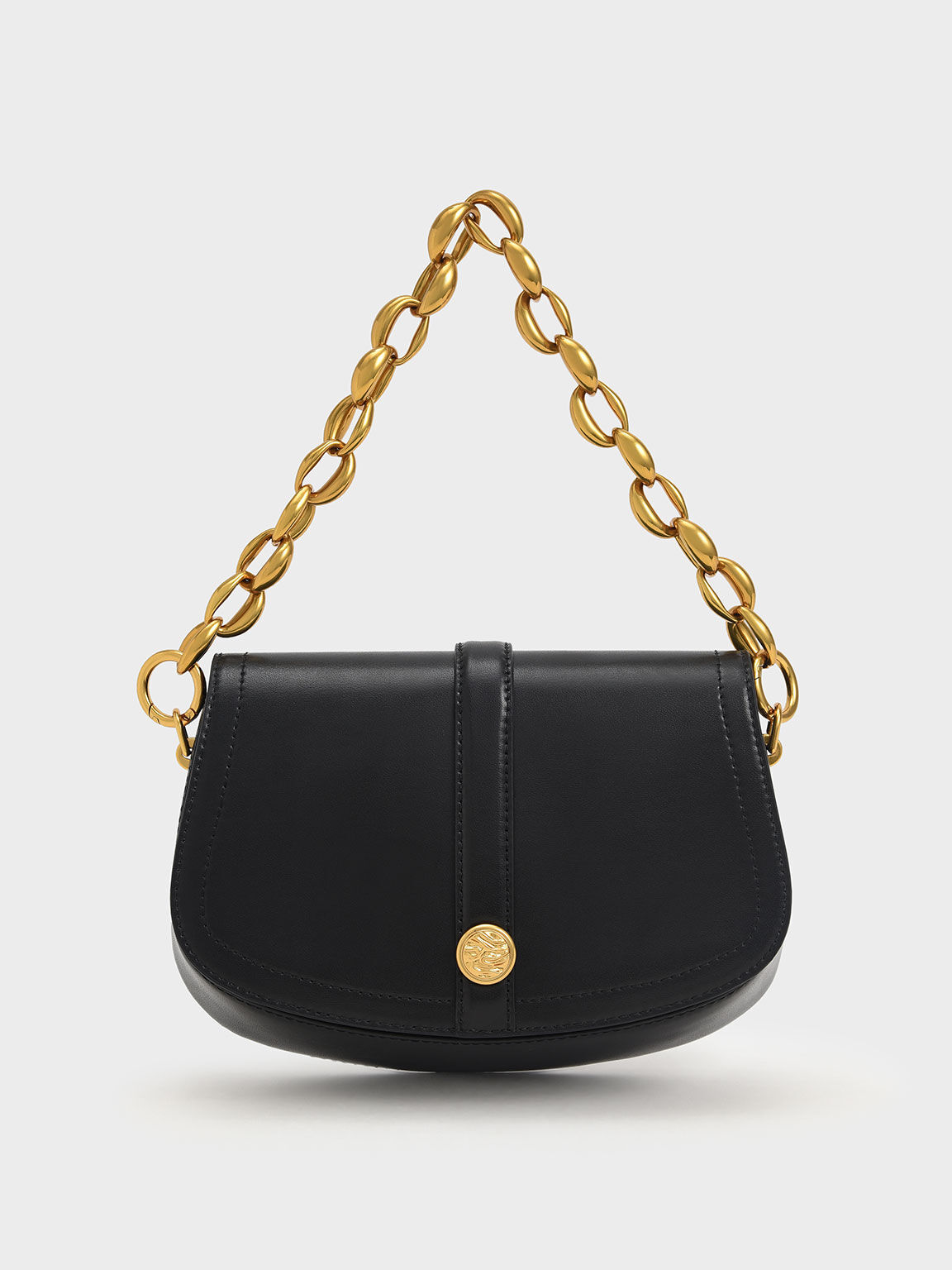 Blair Chain Handle Shoulder Bag, Black, hi-res