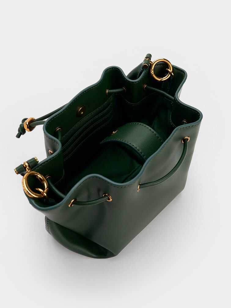 Boaz Drawstring Top Handle Bag, Dark Green, hi-res