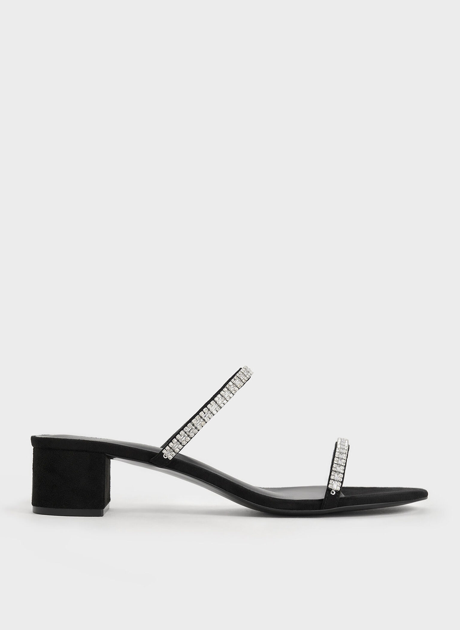 Ambrosia Textured Gem-Embellished Mules, Black Textured, hi-res