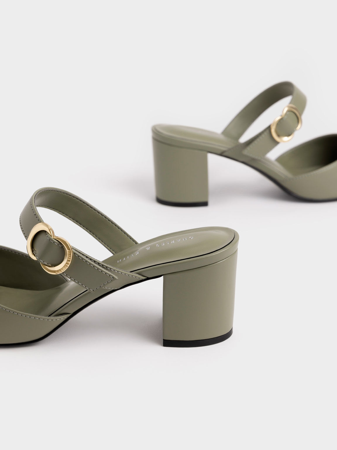 Metallic Accent Mule Pumps, Sage Green, hi-res