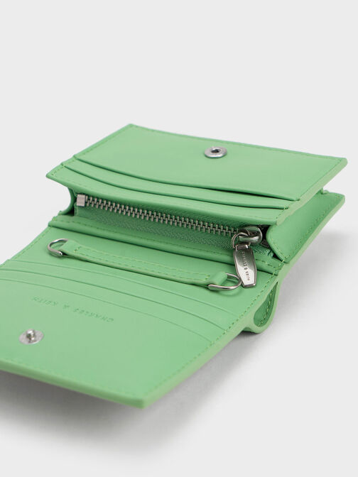 Minicartera de tweed con cierre de botón, Verde, hi-res