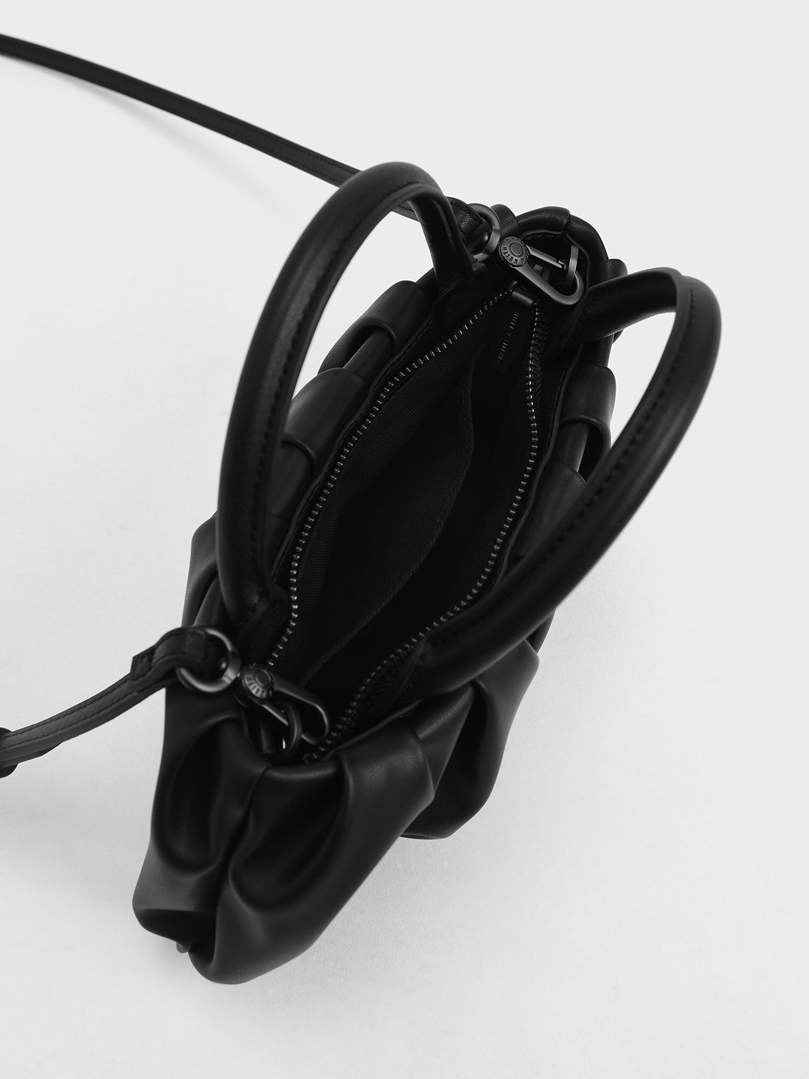 Holiday 2021 Collection: Claudette Ruched Top Handle Bag​, Black, hi-res