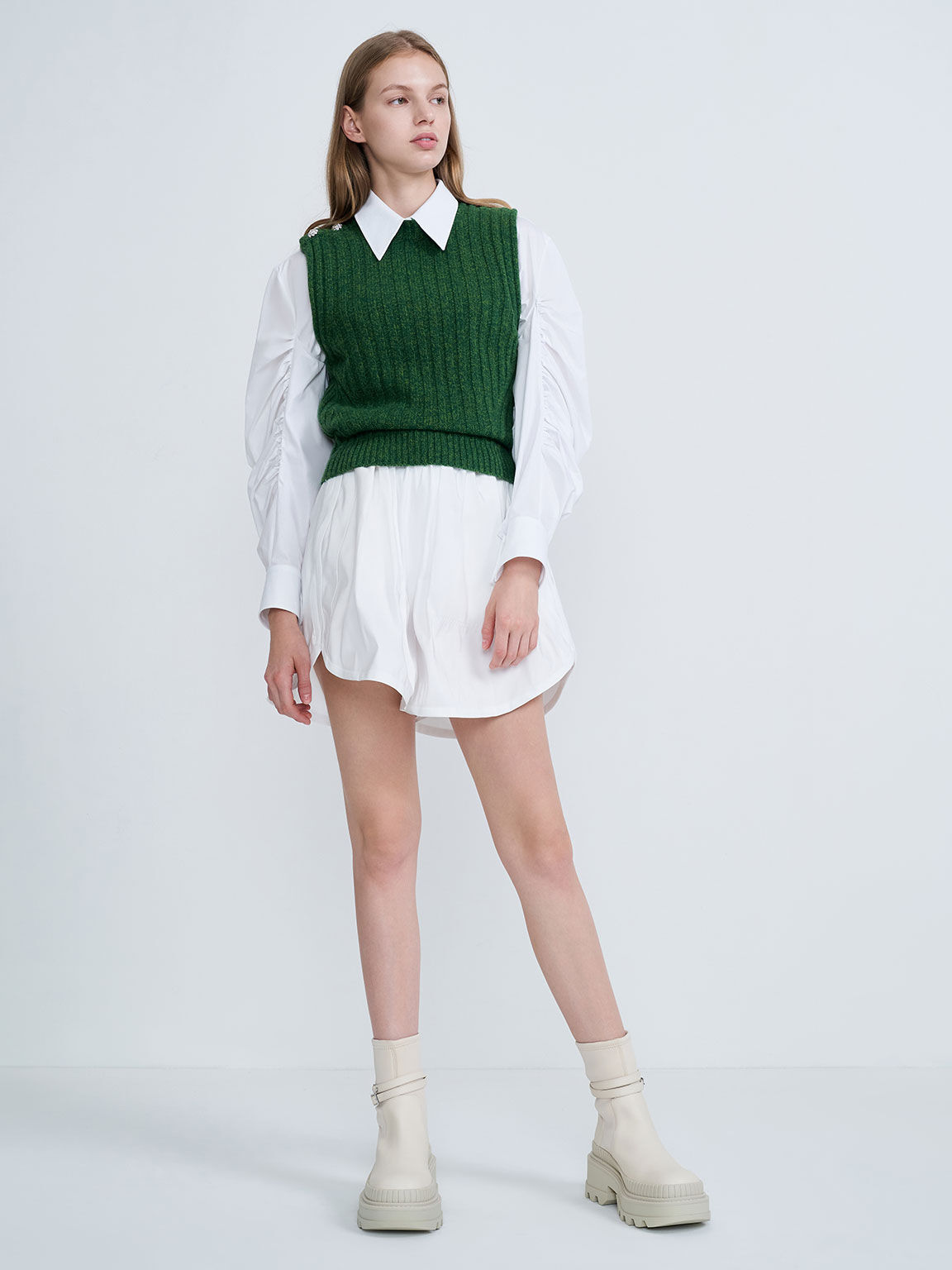 Slip-On Platform Ankle Boots, Chalk, hi-res