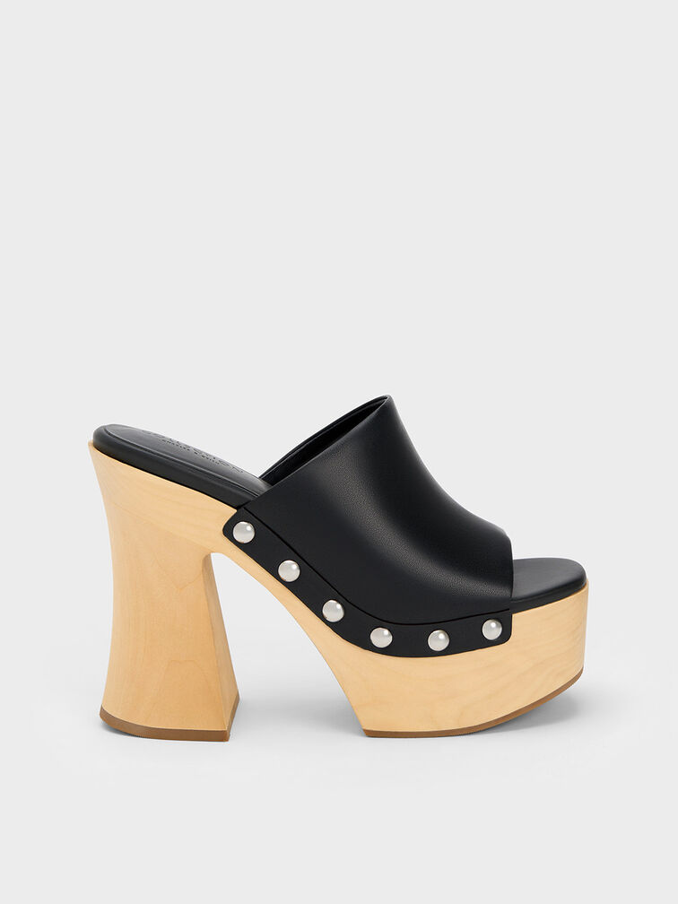 Tabitha Leather Platform Clogs, Black, hi-res