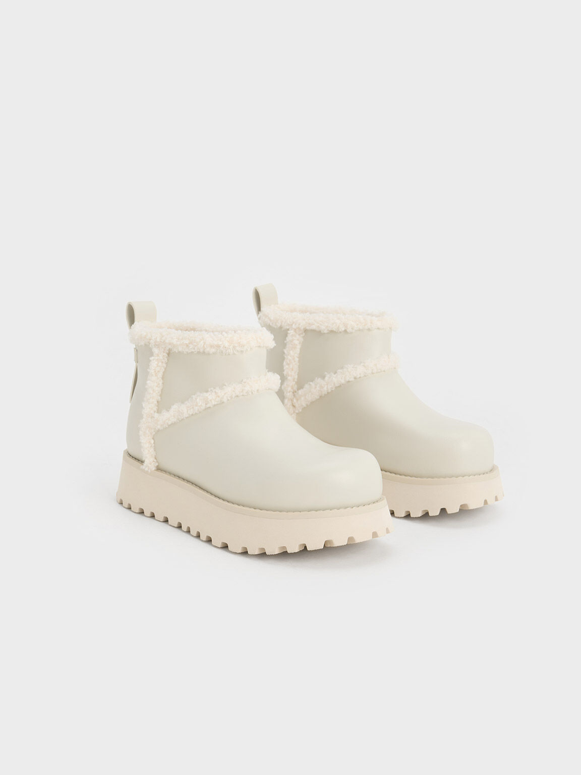 Womens ankle boots with fur trim top