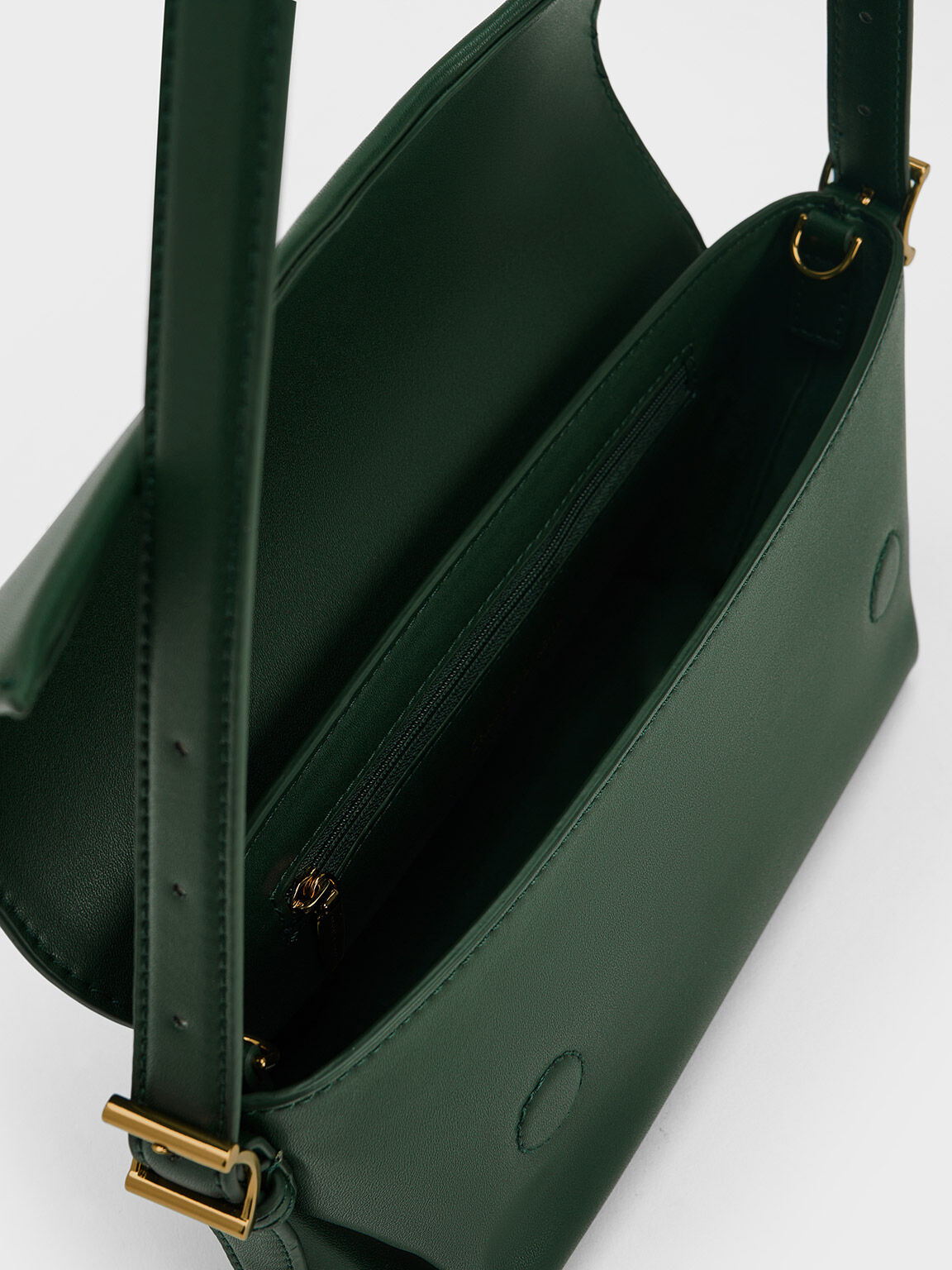 Dark Green Boaz Geometric Front Flap Bag - CHARLES & KEITH KR