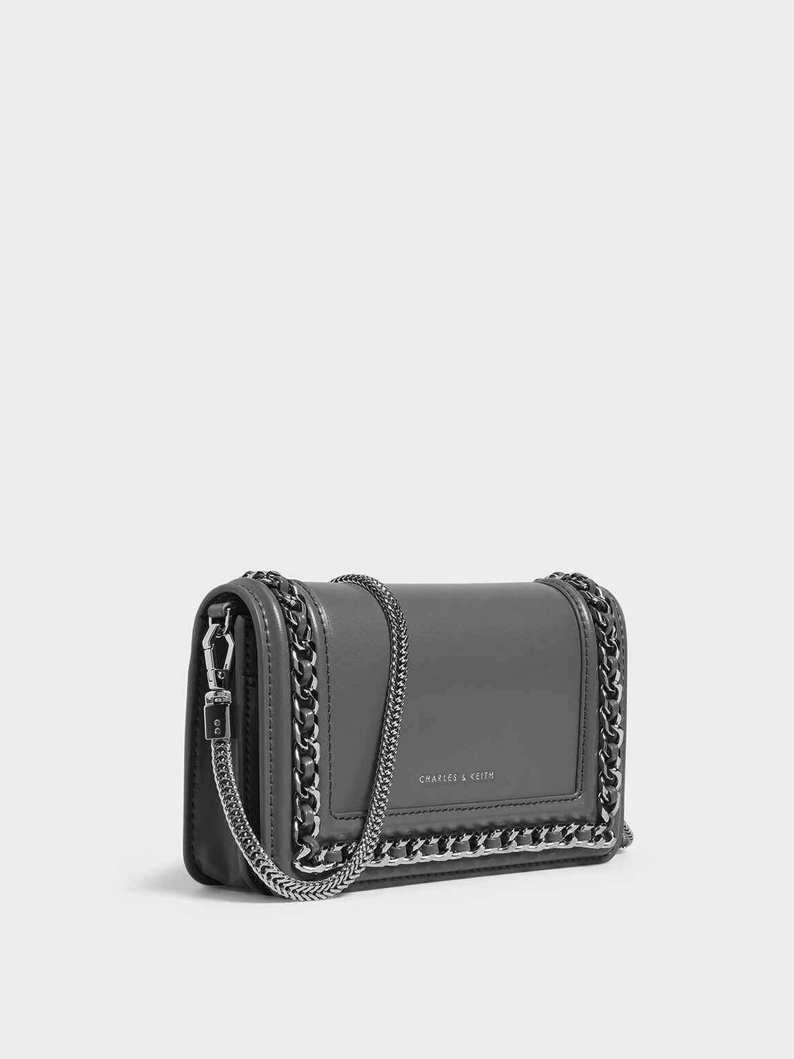 Grey Chain Detail Clutch Charles Keith Ph