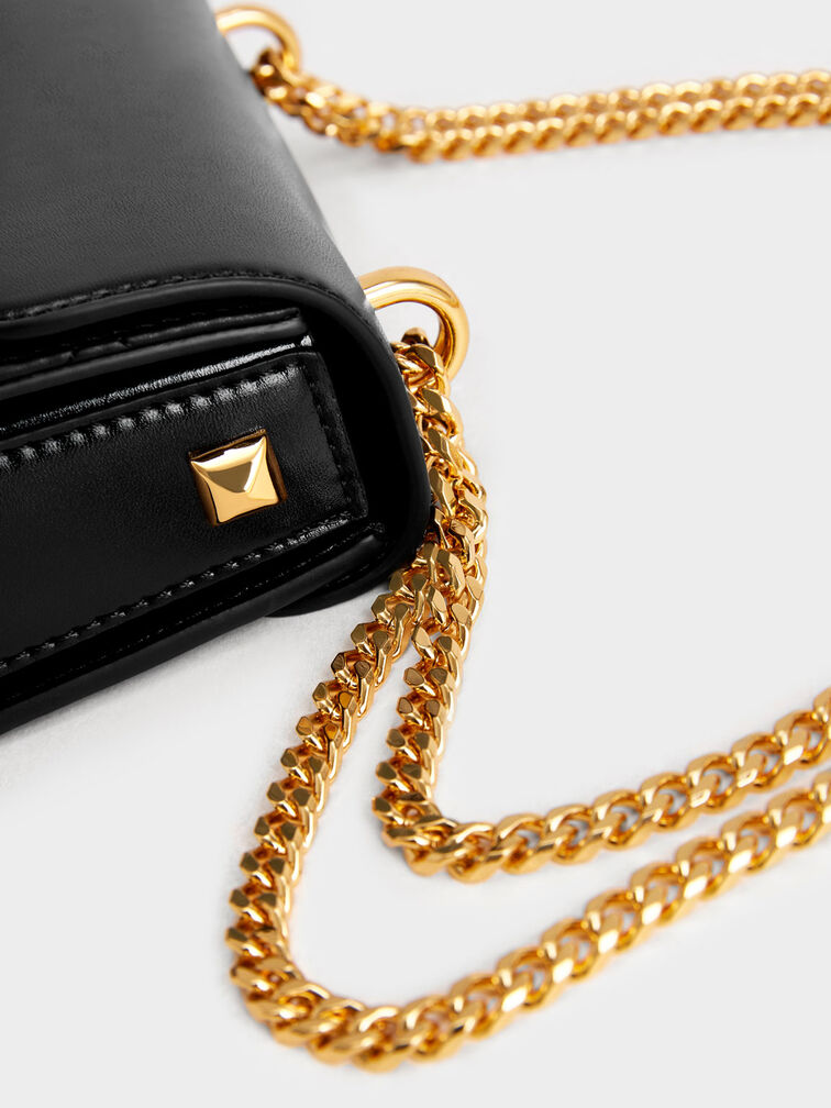 Alva Push-Lock Chain Bag, Black, hi-res