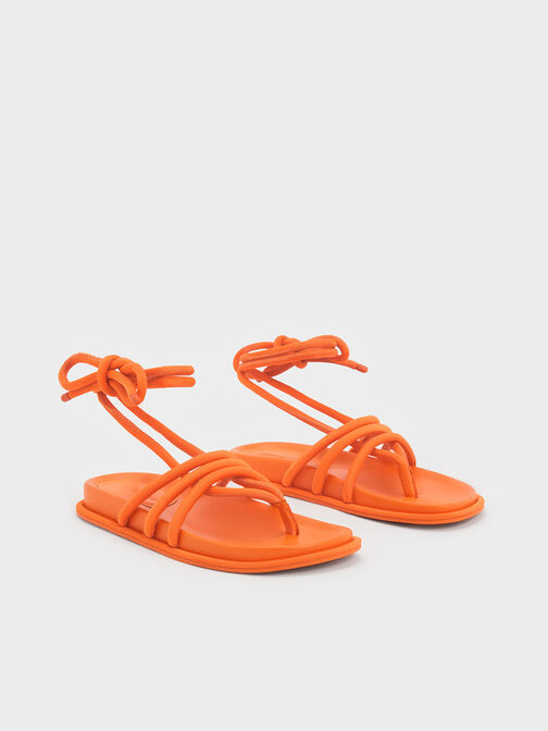 Sandalias Toni tubulares con tiras para atar, Naranja, hi-res