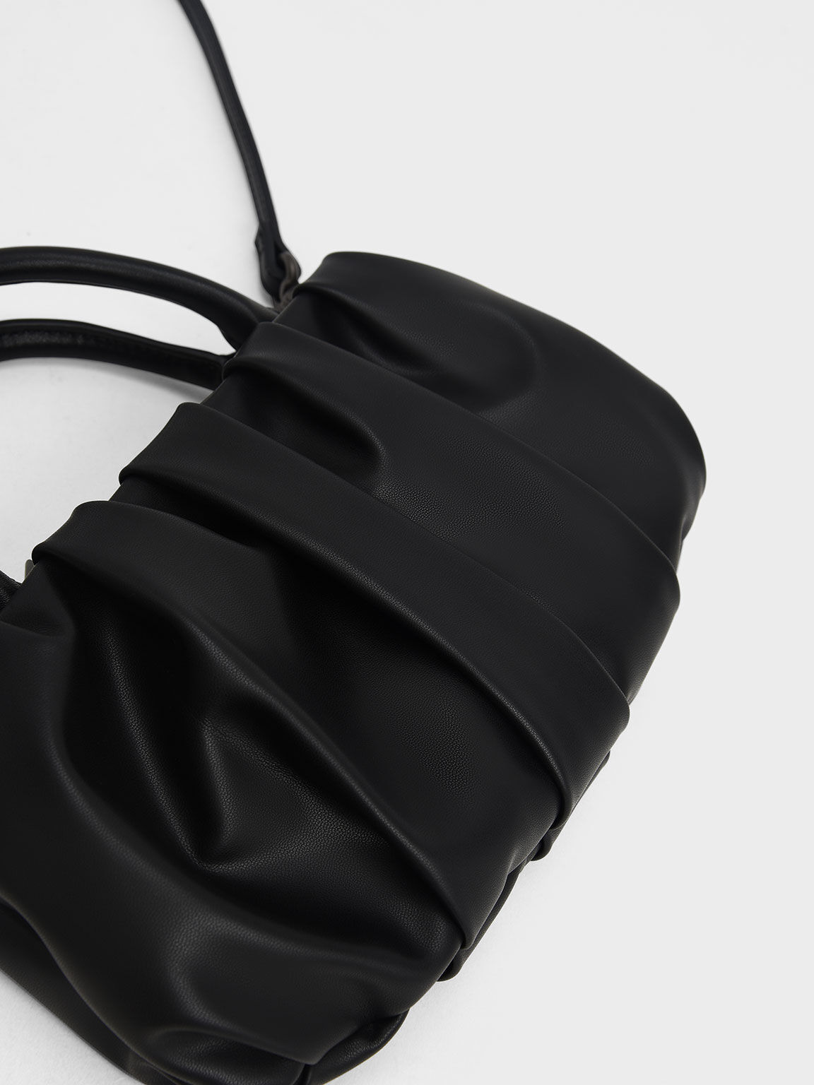 Holiday 2021 Collection: Claudette Ruched Top Handle Bag​, Black, hi-res