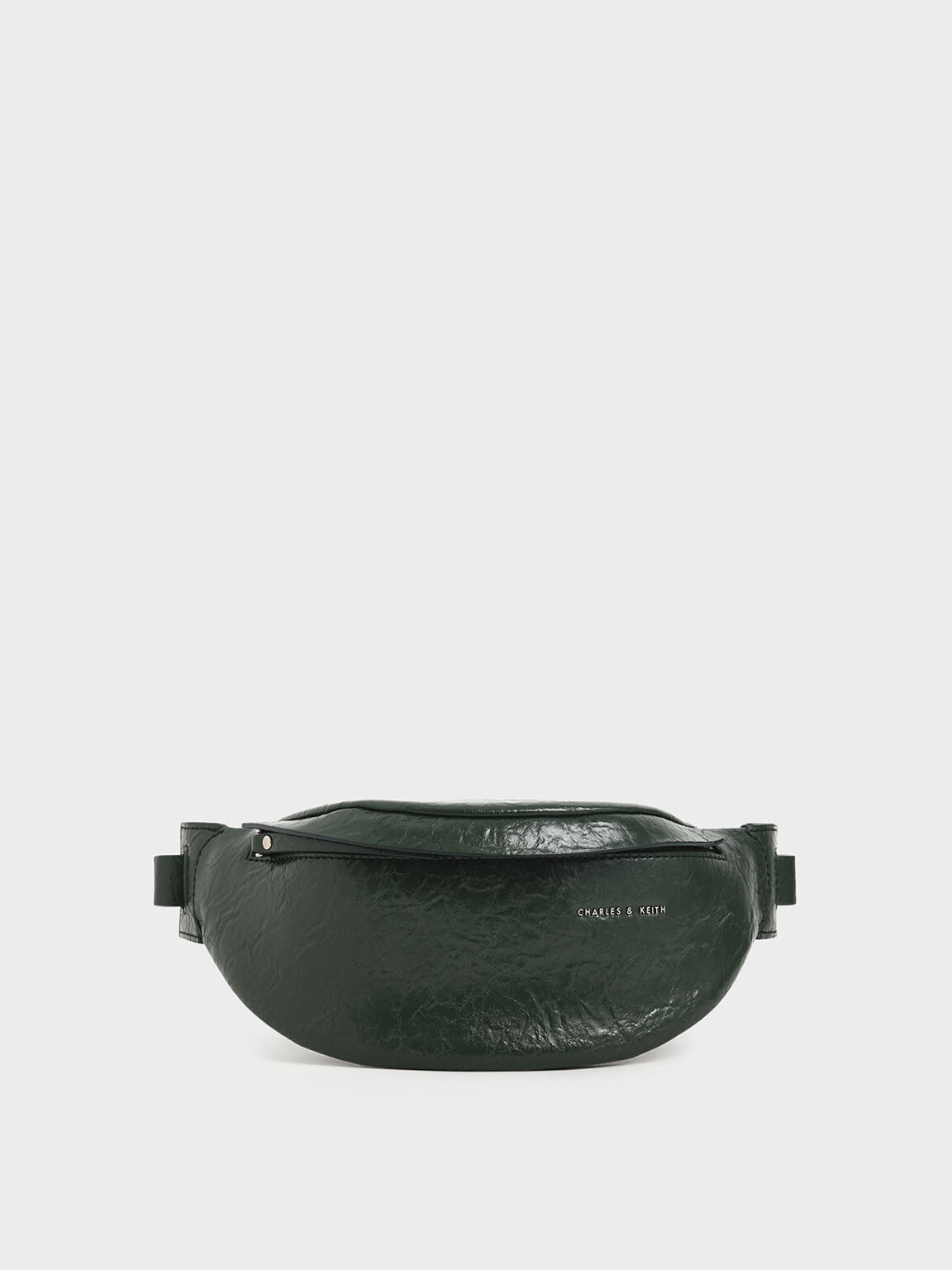 Dark Green Wrinkled Effect Belt Bag Charles Keith Id