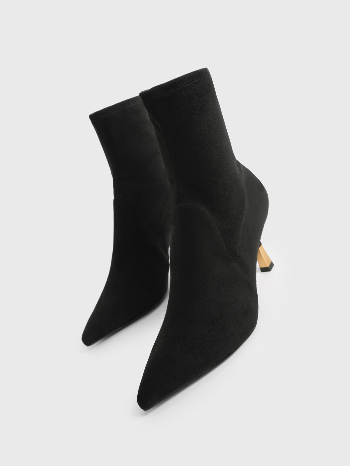 Textured Kitten Heel Ankle Boots, Black Textured, hi-res