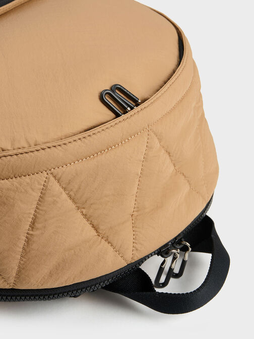 Soleil Nylon Backpack, Camel, hi-res