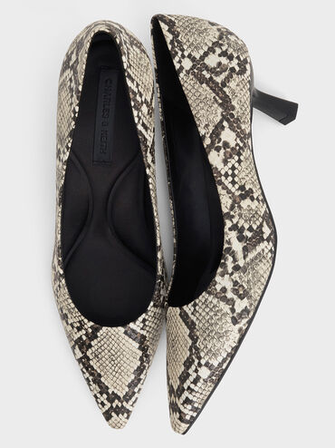 Emmy Snake-Print Pointed Kitten Heel Pumps, Animal Print Natural, hi-res