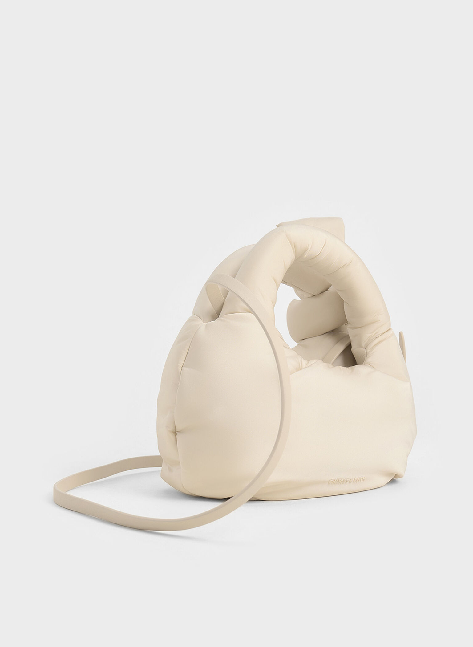 Delilah Nylon Bow Puffy Bag, Oat, hi-res