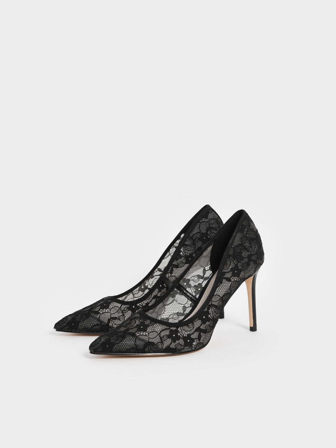 Black Lace Stiletto Pumps - CHARLES & KEITH AU