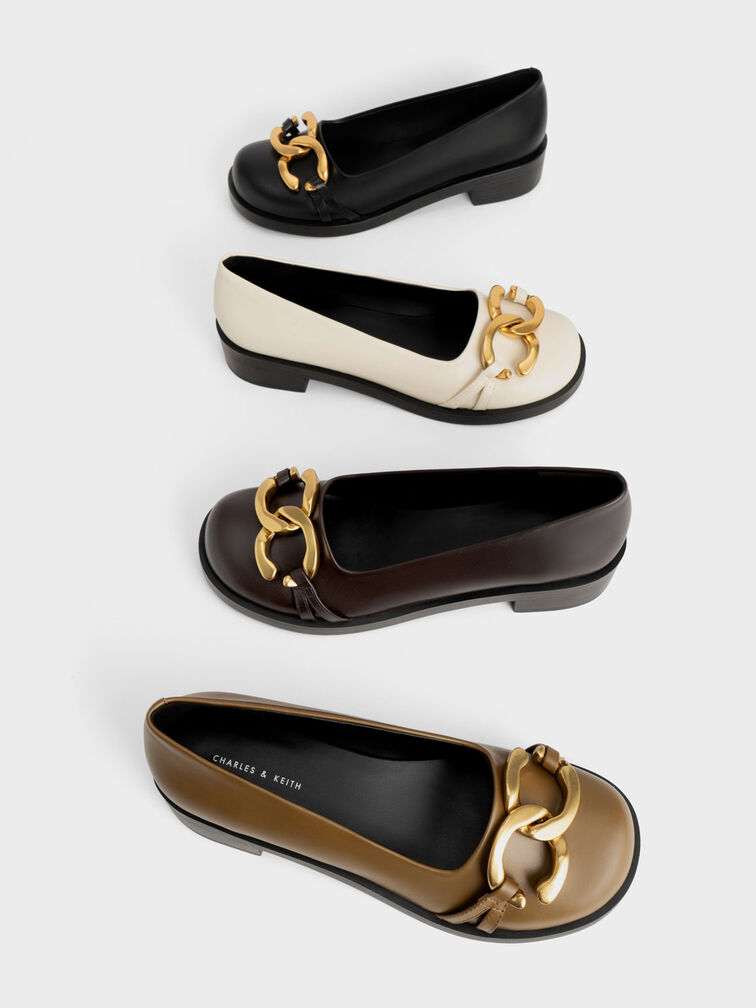 Chunky Metallic Accent Ballerinas, Chalk, hi-res