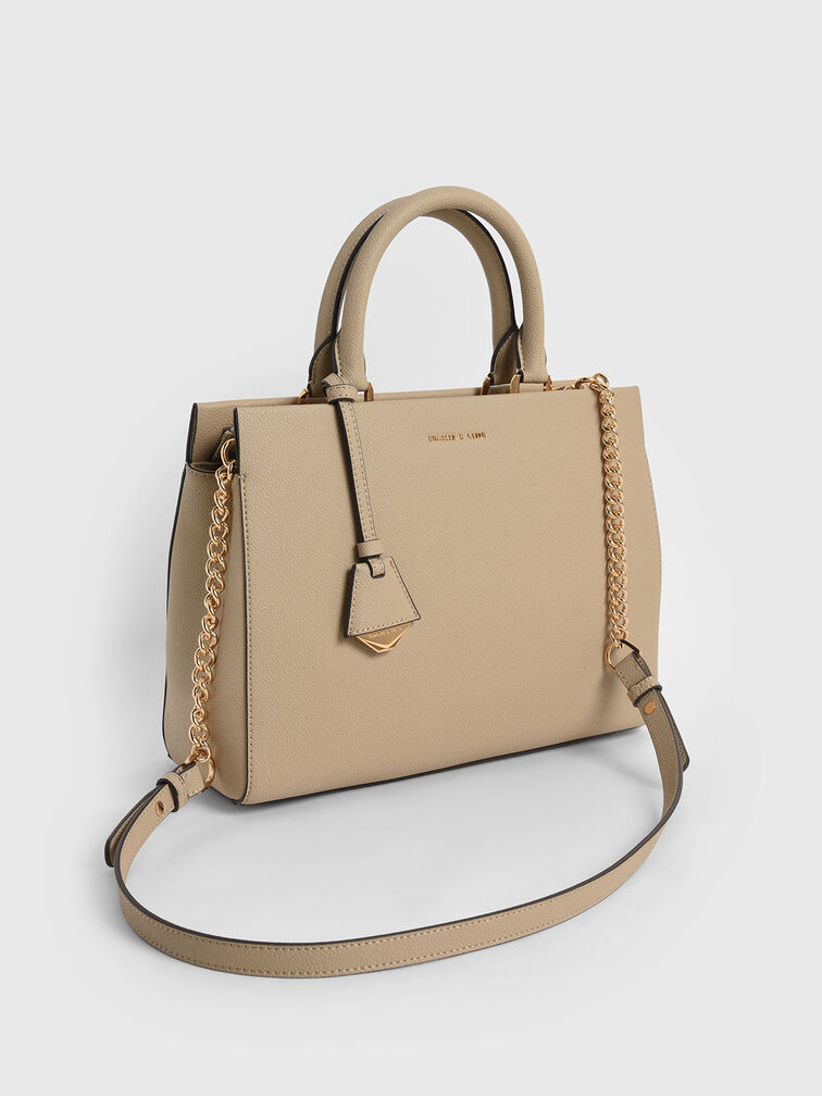 Mirabelle Structured Handbag, Sand, hi-res