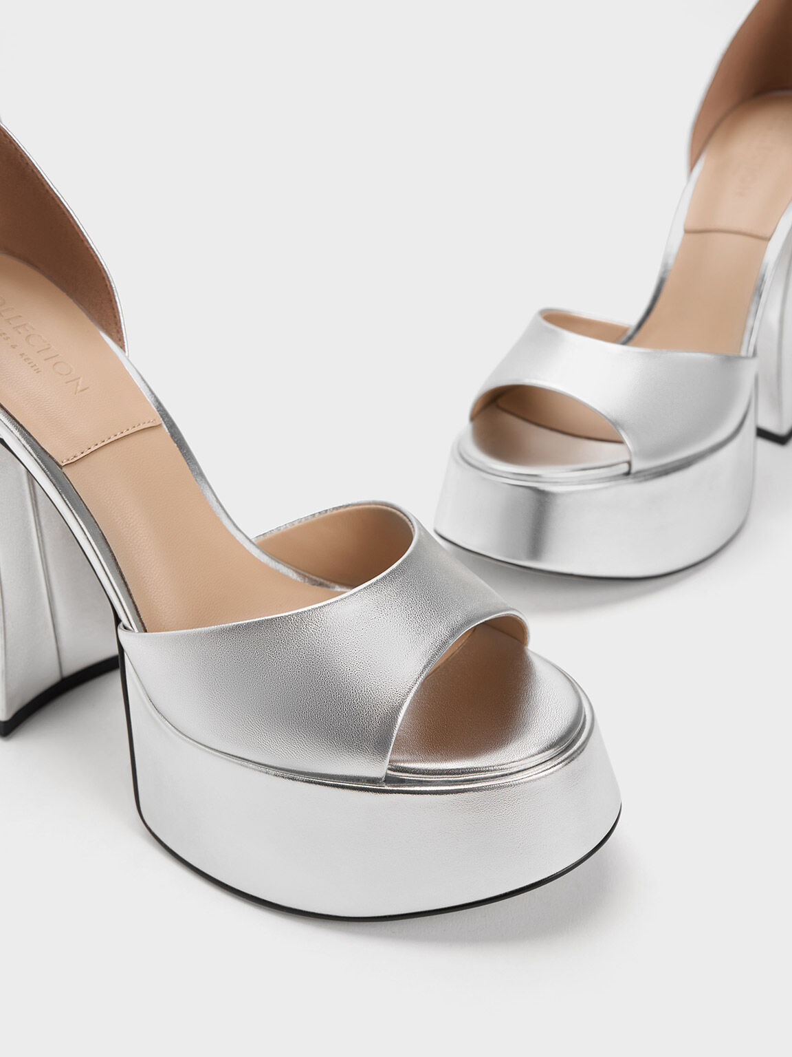 Michelle Metallic Leather Platform Sandals, Silver, hi-res