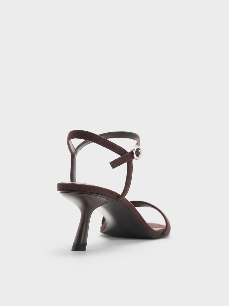 Faux Suede Slant-Heel Ankle-Strap Sandals, Dark Brown Textured, hi-res