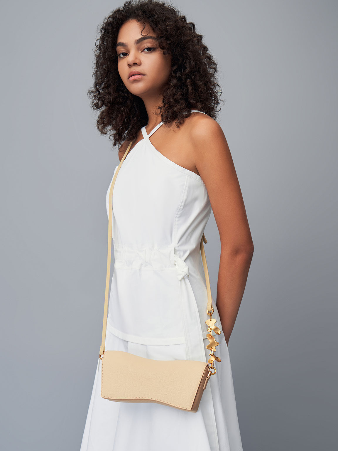 Verity Embellished Handle Sculptural Bag, Beige, hi-res